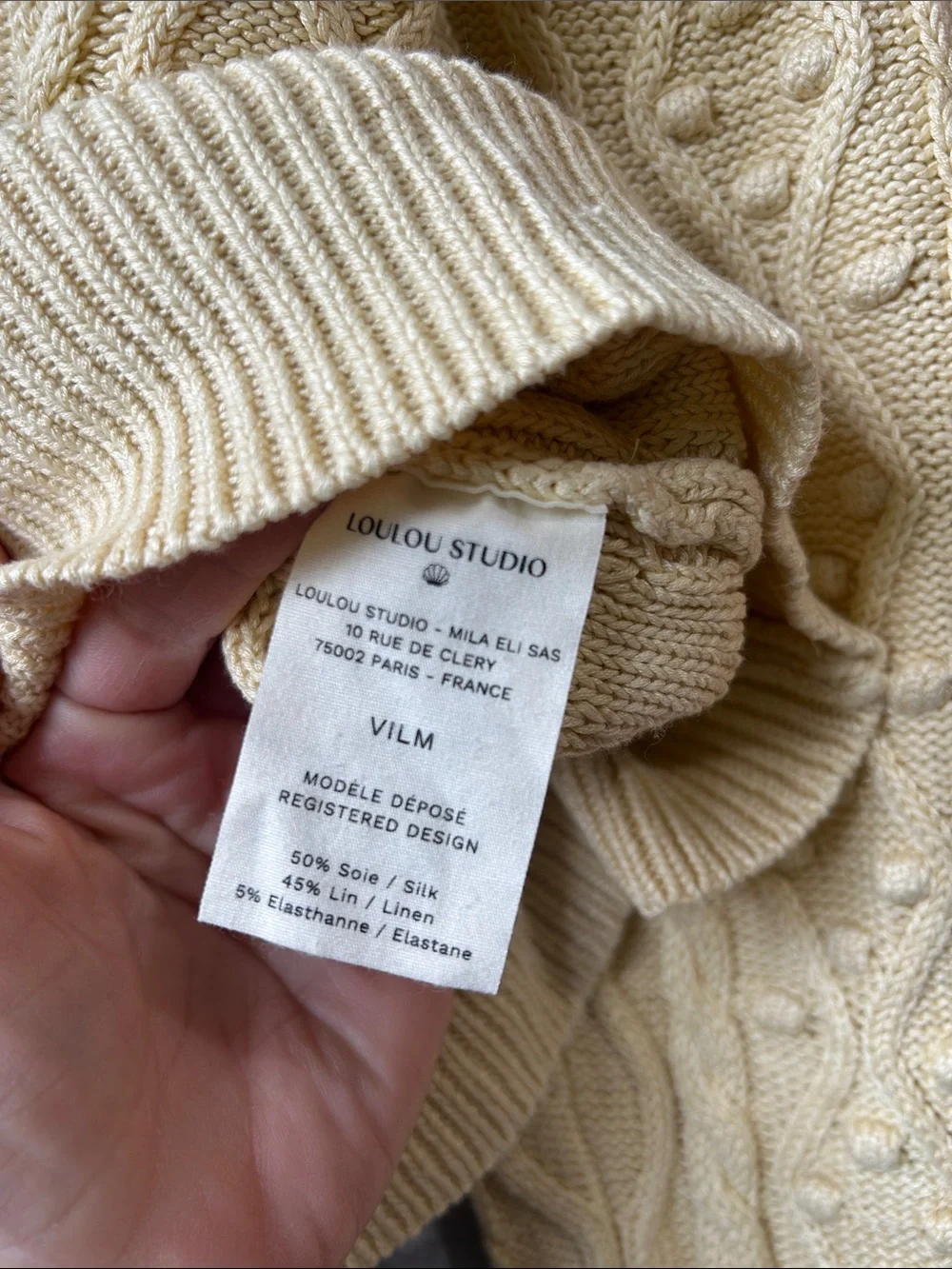 Loulou Studio Vilm Cable Knit Stretch Silk & Linen‎ Cardigan